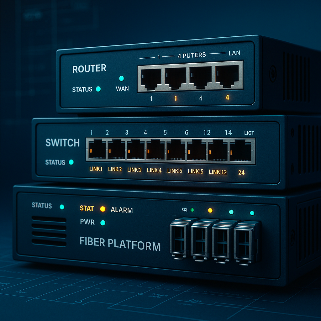 Network equipment closeup